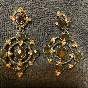 Elegant Gold and Brown Dangle Earrings